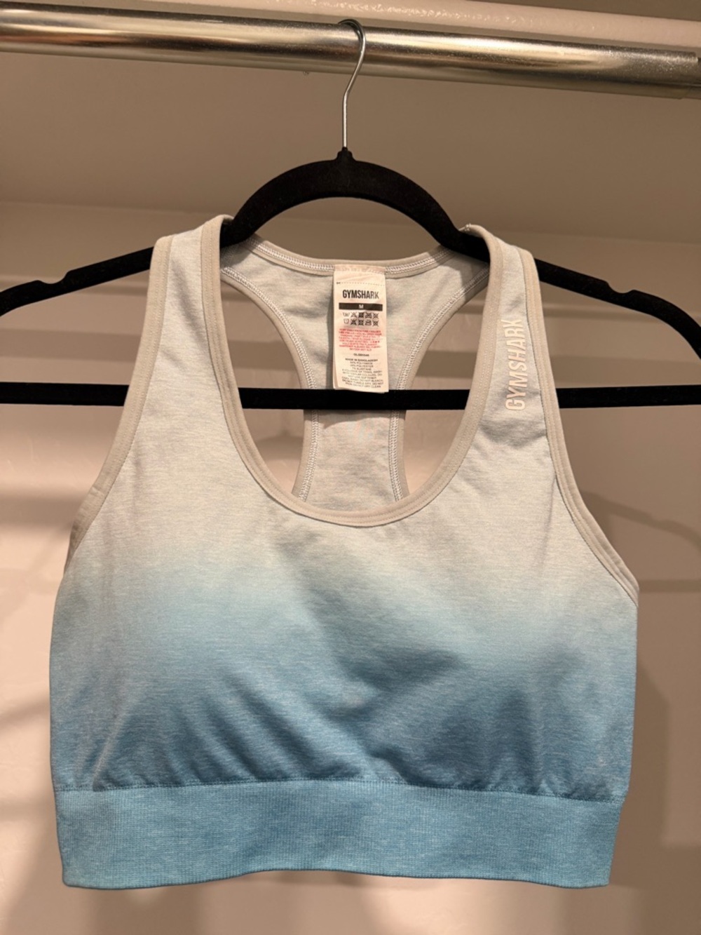 Gymshark Ombre Light-to-Mid Blue Racerback Sports Bra